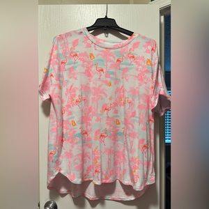 Pink flamingo tunic style shirt, XXL NWOT